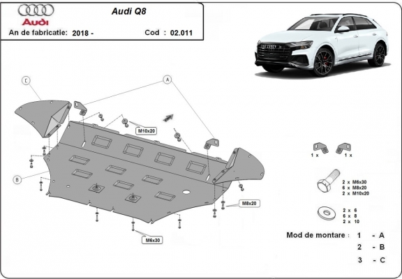 Motor Beschermplaat voor Audi Q8