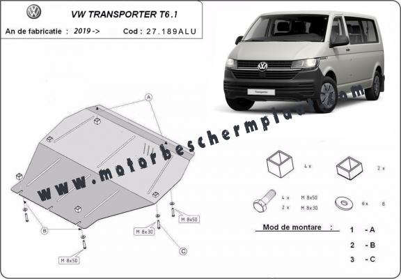 Motor, Versnellingsbak en Radiator Beschermplaat voor Volkswagen Transporter T6.1 - aluminium