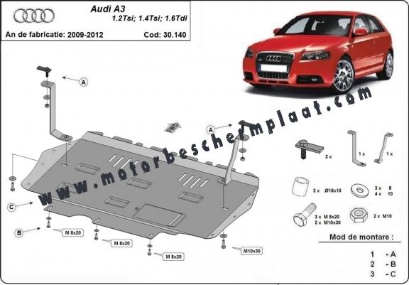 Motor, Versnellingsbak en Radiator Beschermplaat voor Audi A3