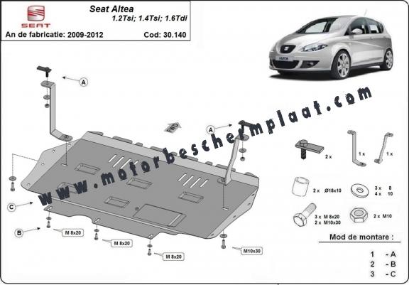 Motor, Versnellingsbak en Radiator Beschermplaat voor Seat Altea