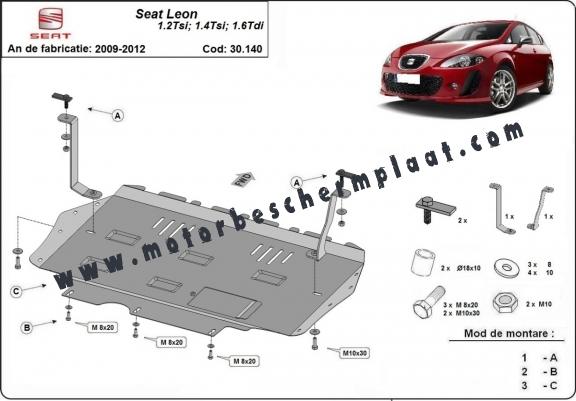 Motor, Versnellingsbak en Radiator Beschermplaat voor Seat Leon