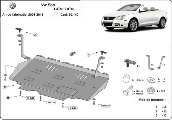 Motor, Versnellingsbak en Radiator Beschermplaat voor Volkswagen Eos