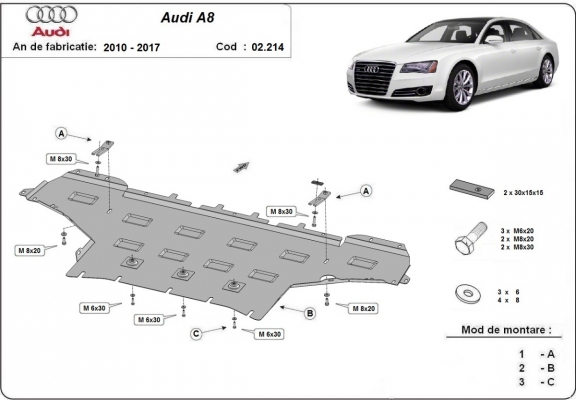 Motor Beschermplaat voor Audi A8