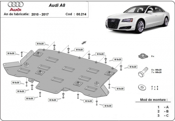 Versnellingsbak Beschermplaat voor Audi A8