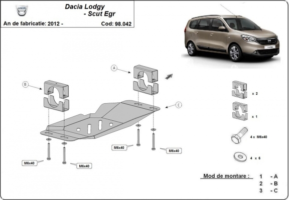 Beschermplaat voor het Stop & Go-systeem Dacia Lodgy
