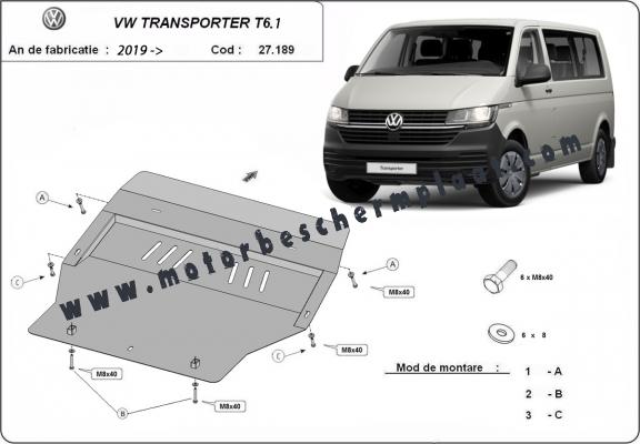 Motor, Versnellingsbak en Radiator Beschermplaat voor Volkswagen Transporter T6.1