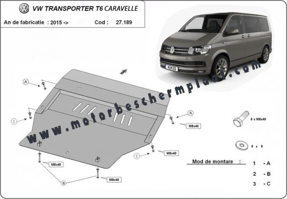 Motor, Versnellingsbak en Radiator Beschermplaat voor Volkswagen Transporter T6 Caravelle