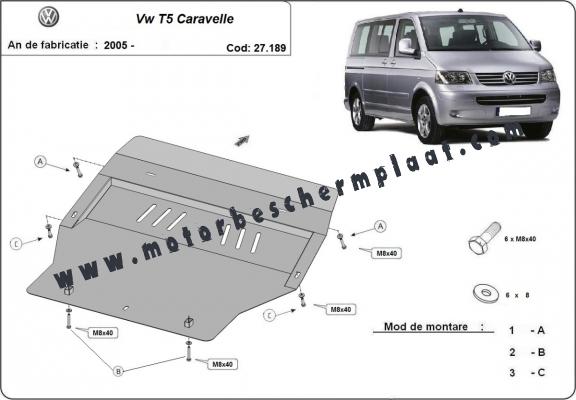 Motor, Versnellingsbak en Radiator Beschermplaat voor Volkswagen T5 Caravelle 