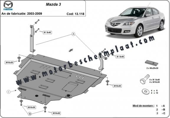 Motor, Versnellingsbak en Radiator Beschermplaat voor Mazda 3