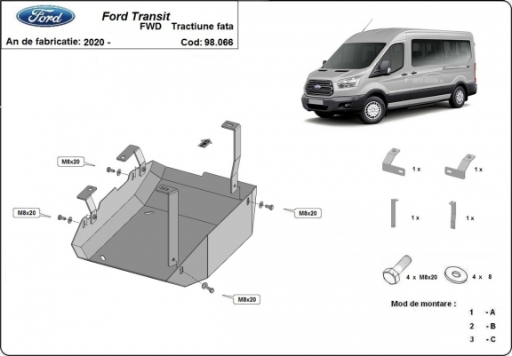 AdBlue tank Beschermplaat voor Ford Transit ( 4X2, 4X4 )