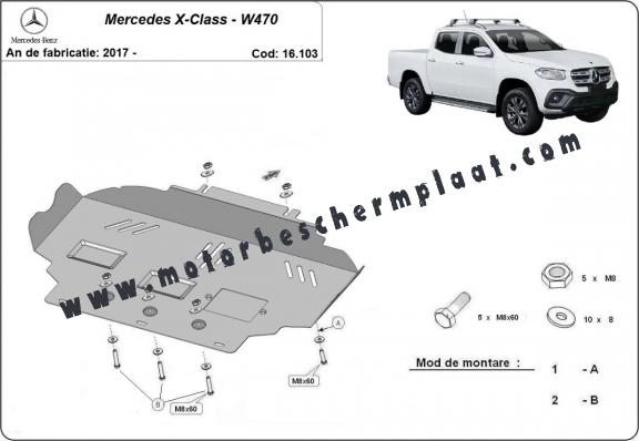 Motor, Versnellingsbak en Radiator Beschermplaat voor Mercedes X-Class