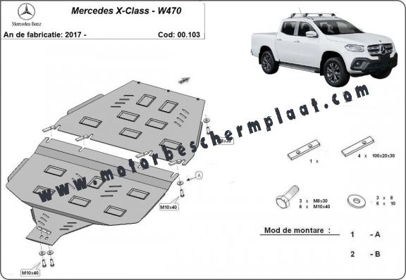 Versnellingsbak Beschermplaat en tussenbakbescherming voor Mercedes X-Class