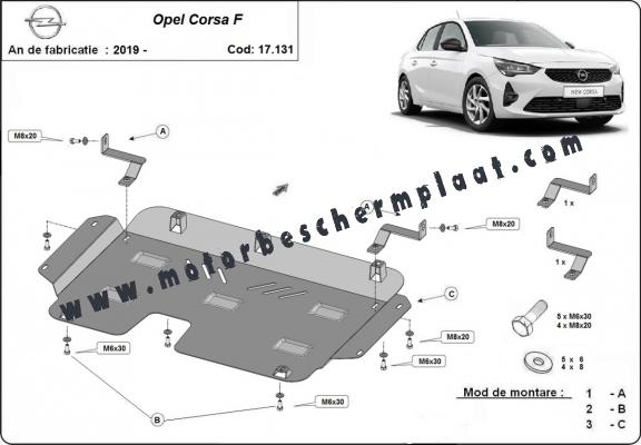 Motor en Versnellingsbak Beschermplaat voor Opel Corsa F