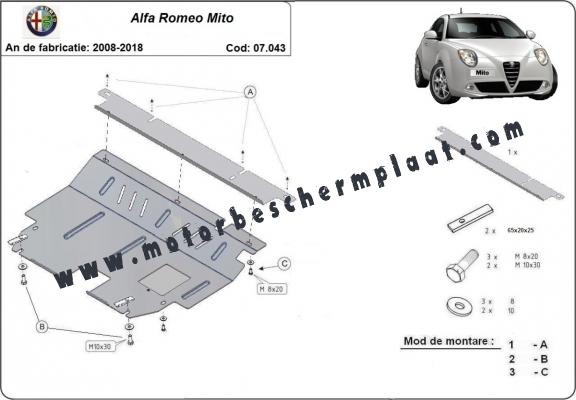 Motor, Versnellingsbak en Radiator Beschermplaat voor Alfa Romeo Mito