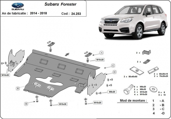 Motor en Radiator Beschermplaat voor Subaru Forester 4