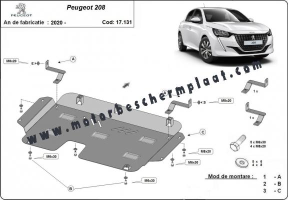 Motor en Versnellingsbak Beschermplaat voor Peugeot 208