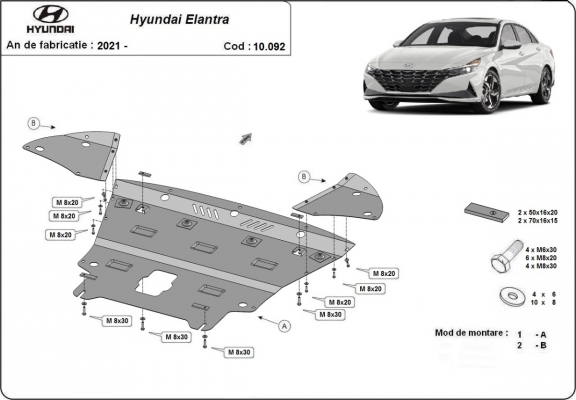 Motor Beschermplaat voor  Hyundai Elantra