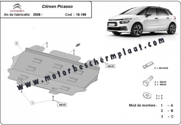 Motor, Versnellingsbak en Radiator Beschermplaat voor Citroen C4 Picasso