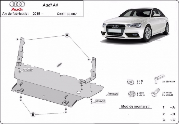 Motor en Radiator Beschermplaat voor Audi A4  B9 All Road