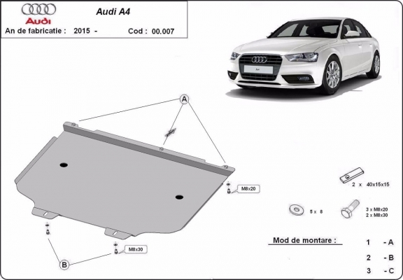 Versnellingsbak Beschermplaat voor Audi A4 B9 All Road
