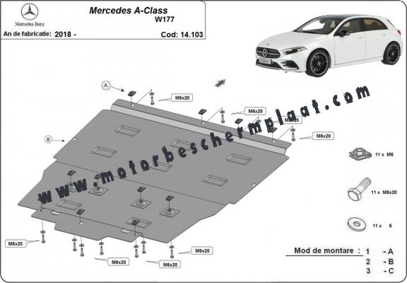 Motor, Versnellingsbak en Radiator Beschermplaat voor Mercedes A-Class W177