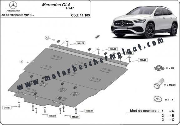 Motor, Versnellingsbak en Radiator Beschermplaat voor Mercedes GLA H247