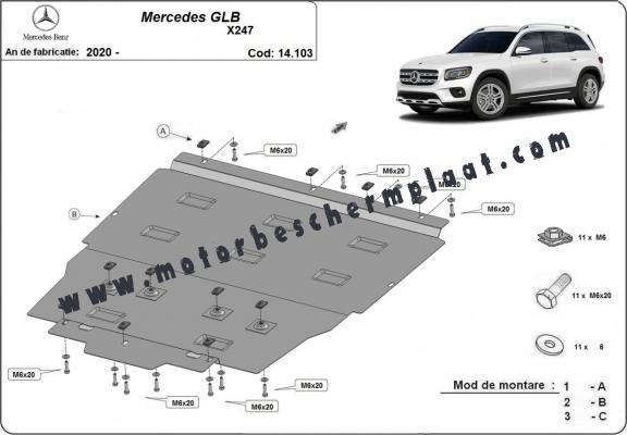 Motor, Versnellingsbak en Radiator Beschermplaat voor Mercedes GLB X247