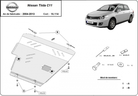 Motor, Versnellingsbak en Radiator Beschermplaat voor Nissan Tiida