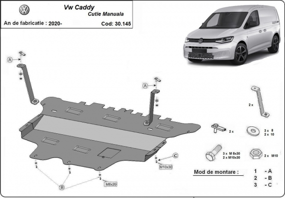 Motor en Versnellingsbak Beschermplaat voor VW Caddy