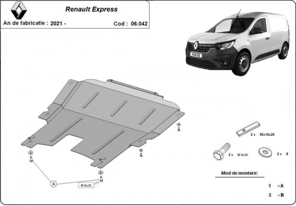 Motor, Versnellingsbak en Radiator Beschermplaat voor Renault Express