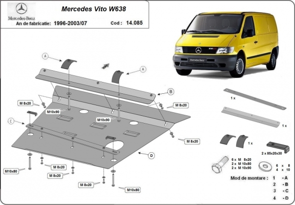 Motor en Versnellingsbak Beschermplaat voor Mercedes Vito