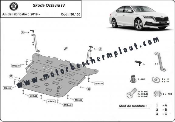 Motor, Versnellingsbak en Radiator Beschermplaat voor Skoda Octavia 4