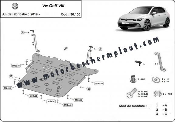 Motor en Versnellingsbak Beschermplaat voor VW Golf 8