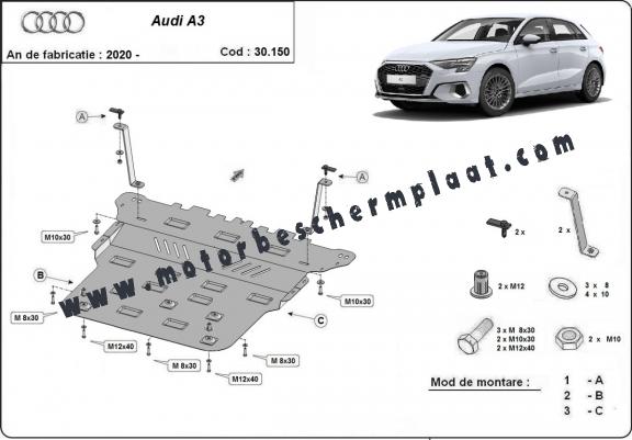 Motor, Versnellingsbak en Radiator Beschermplaat voor Audi A3