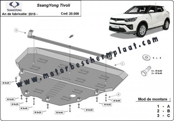 Motor en Radiator Beschermplaat voor SsangYong Tivoli