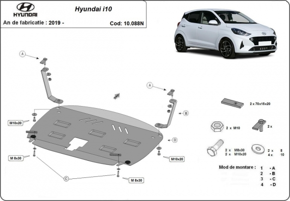 Motor, Versnellingsbak en Radiator Beschermplaat voor Hyundai i10