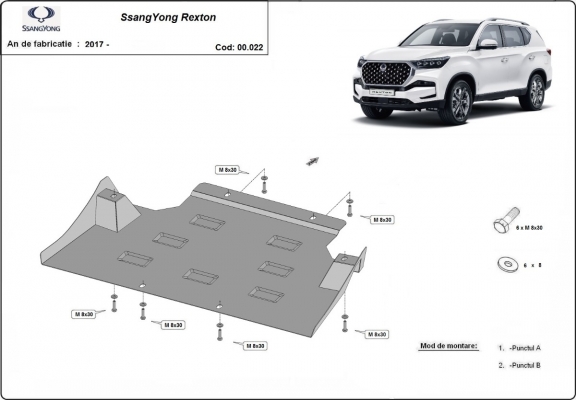 Versnellingsbak Beschermplaat voor SsangYong Rexton 