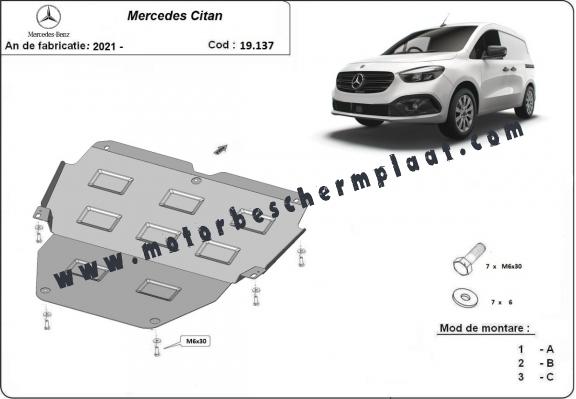 Motor, Versnellingsbak en Radiator Beschermplaat voor Mercedes Citan