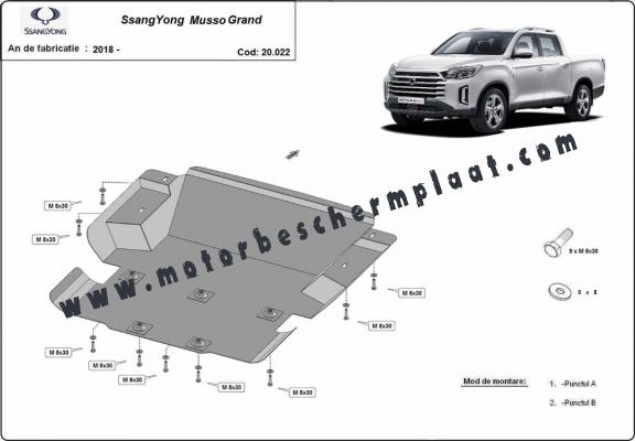 Motor en Radiator Beschermplaat voor Ssangyong Musso Grand