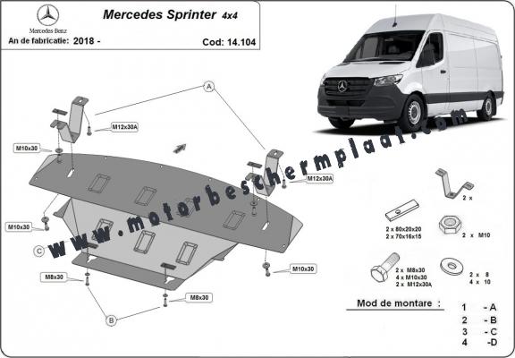 Motor  Beschermplaat voor Mercedes Sprinter 907 4x4