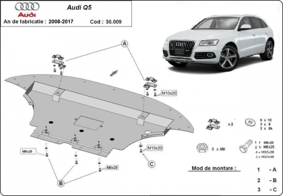 Motor en Radiator Beschermplaat voor Audi Q5