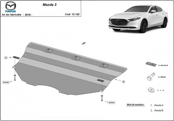 Motor, Versnellingsbak en Radiator Beschermplaat voor Mazda 3