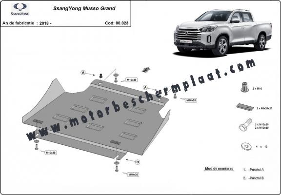 Versnellingsbak Beschermplaat voor Ssangyong Musso Grand