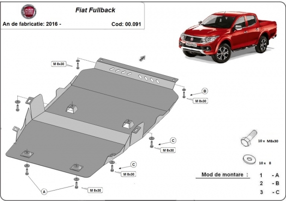 Motor en Versnellingsbak Beschermplaat voor Fiat Fullback