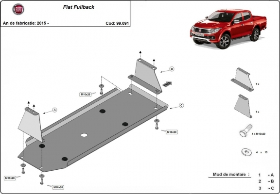 Brandstoftank Beschermplaat voor Fiat Fullback