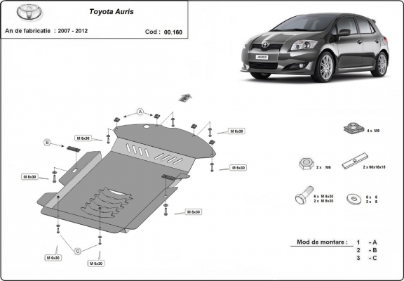 Katalysator/cat lock Beschermplaat voor Toyota Auris
