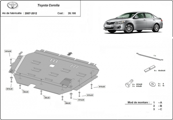 Motor Beschermplaat voor Toyota Corolla