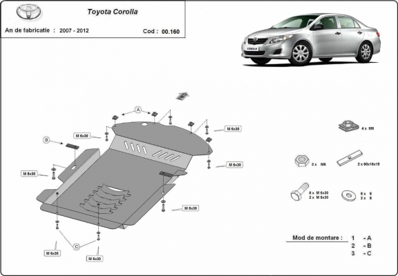 Katalysator/cat lock Beschermplaat voor Toyota Corolla