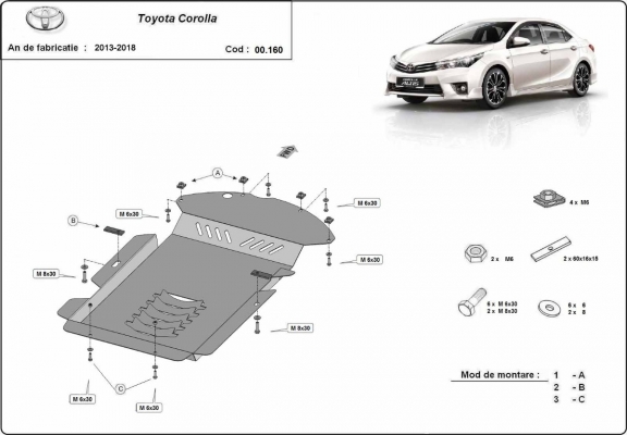 Katalysator/cat lock Beschermplaat voor Toyota Corolla