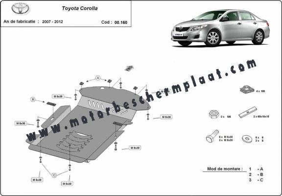 Katalysator/cat lock Beschermplaat voor Toyota Corolla